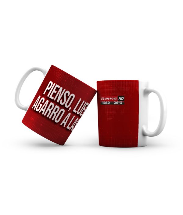 Taza cerámica Crónica Placas Rojas Oficial - Pienso, luego me agarro a las piñas